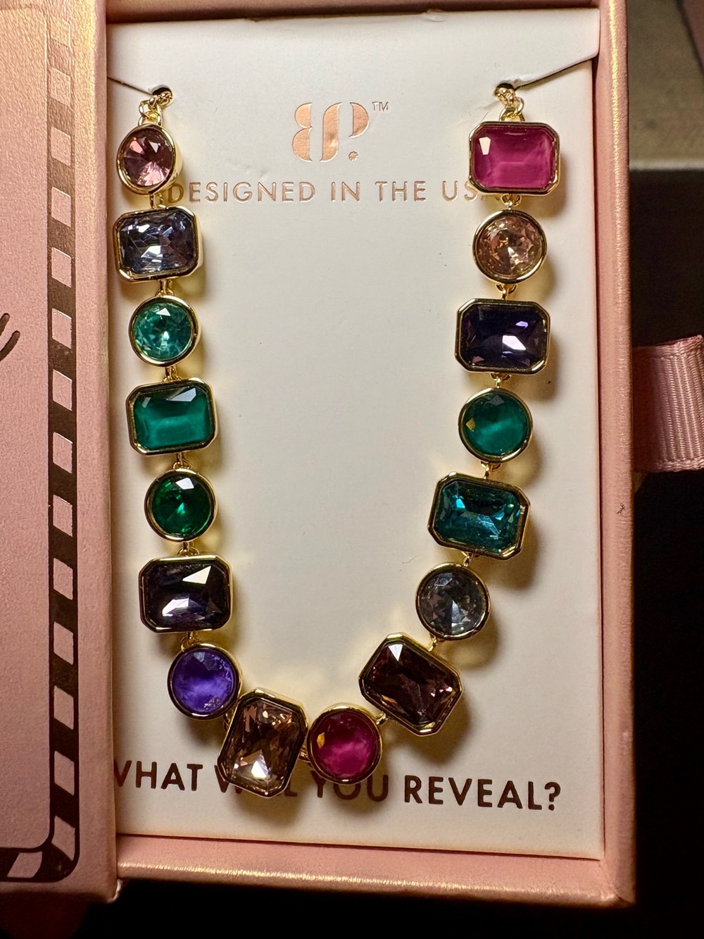 Bomb Party Holiday JC, Multicolor Gemstone Bracelet with Gold-Tone Settings